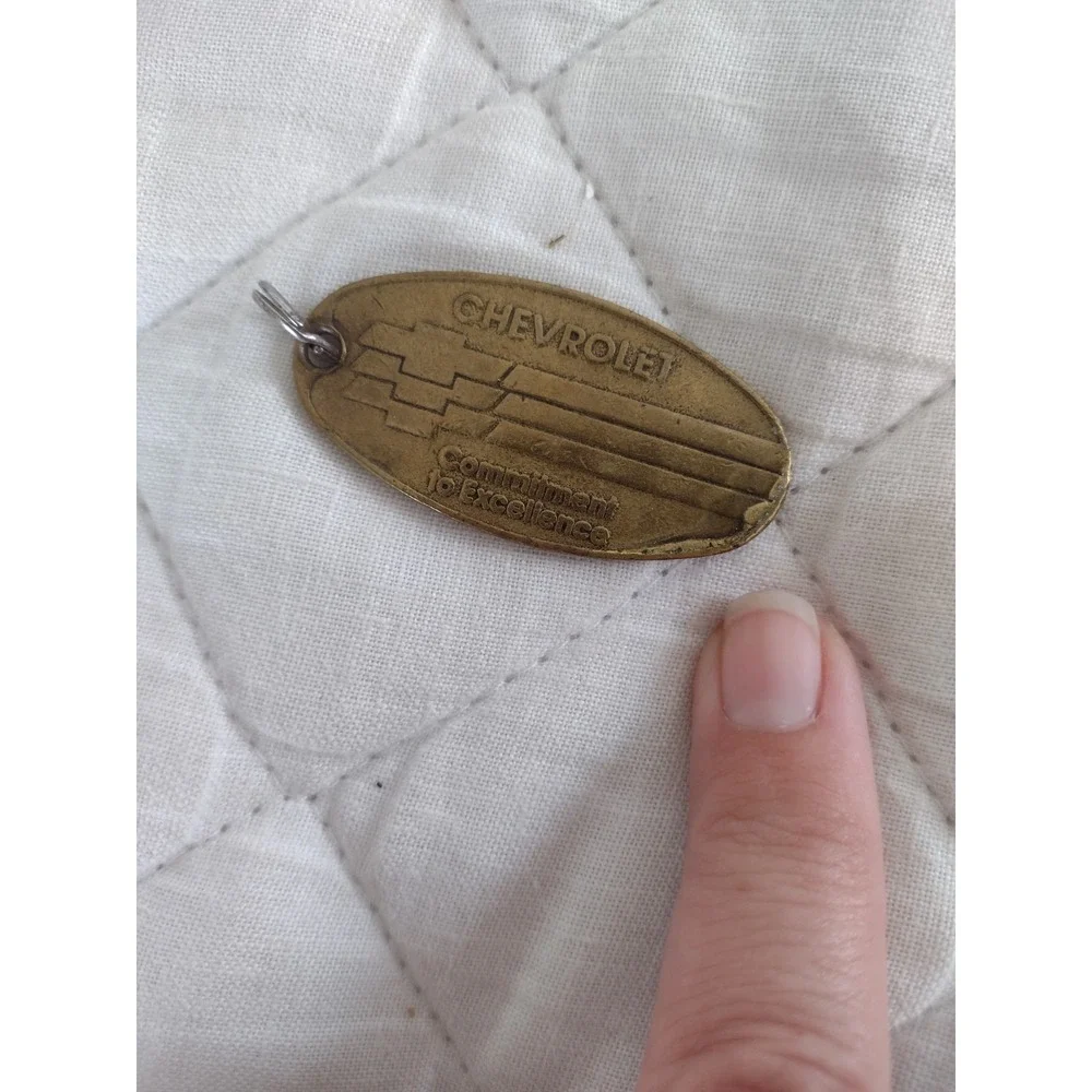 Vtg Chevrolet Brass Keychain Mail Back Tag Commitment to Excellence 70s 80s